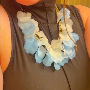 Elegant Blue Sea Glass Chunky Necklace